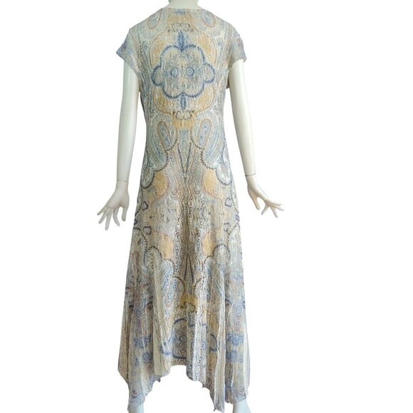 REBA Boho Embellished Rhinestone Deco Pattern Lace Knit Semi Sheer Maxi Dress M - Picture 2 of 13